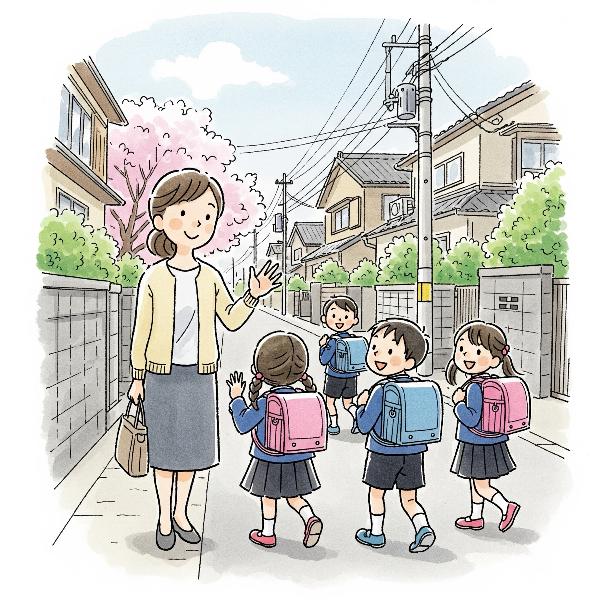 小学生の登校見守り